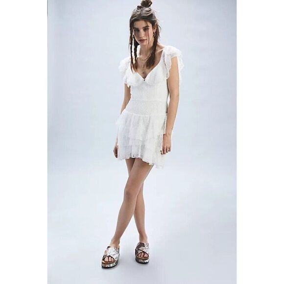 NWT FREE PEOPLE Sz 2 ALICE MINI DRESS x SAU LEE IN IVORY LACE - Picture 5 of 5
